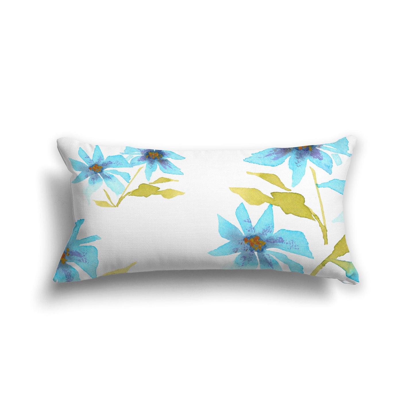 Off-white Cotton Canvas Cushion Covers with Large Blue Floral Print, CACU-CC-1434-888