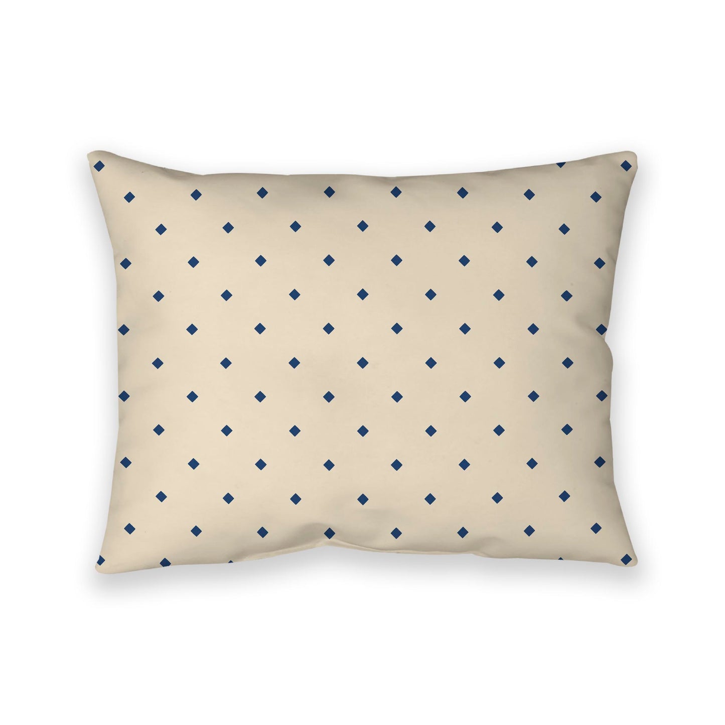 Beige Cotton Canvas Cushion Covers with Royal Blue Diamonds on Front, CACU-CC-1295-101, 66 x 51 cm / 26 x 20 inches