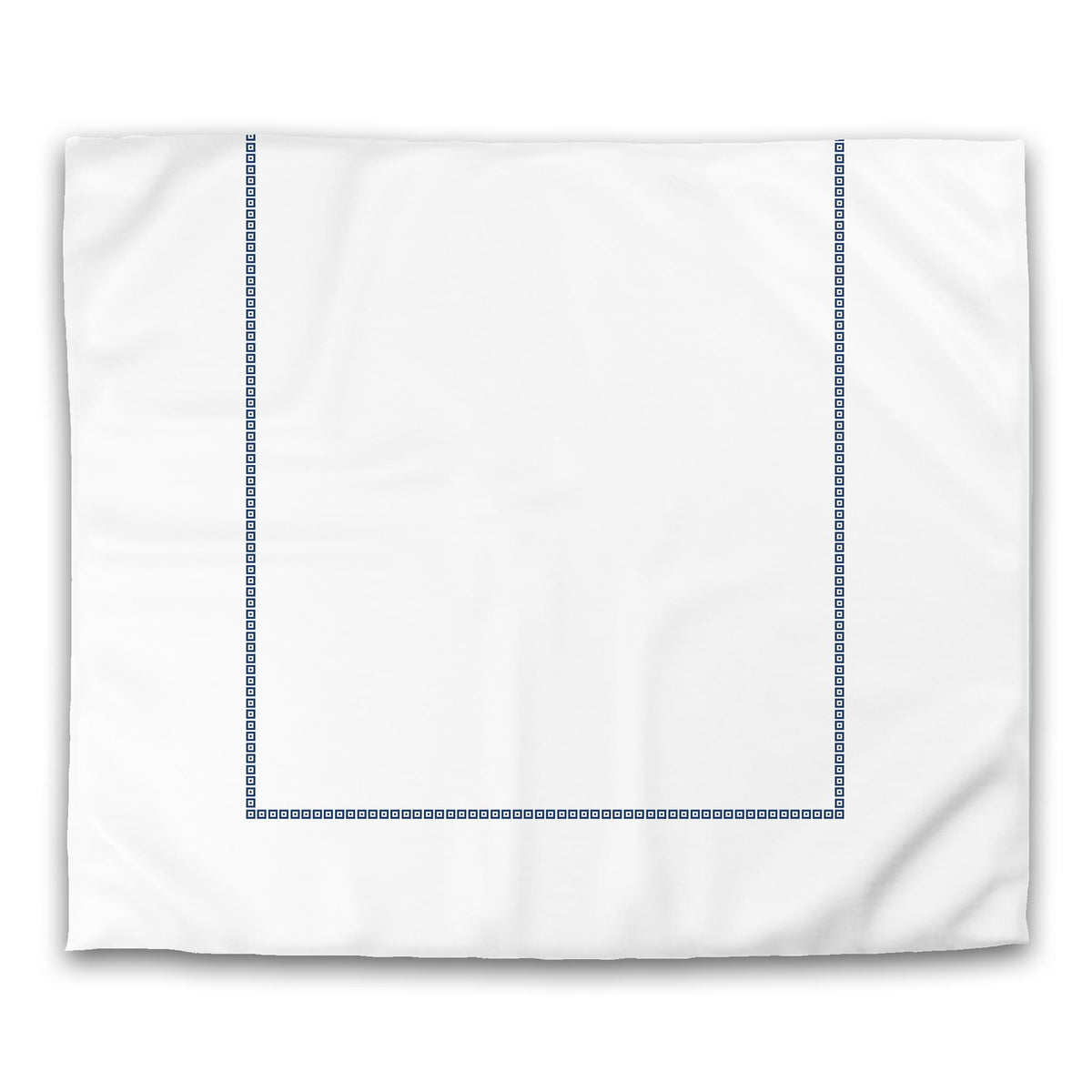 White Cotton Sateen Duvet Cover with Royal Blue Repeating Squares Frieze Print | King - 269 x 234 cm / 106 x 92 inches