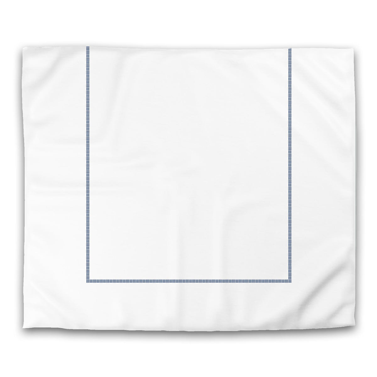 White Cotton Sateen Duvet Cover with Royal Blue Narrow Weave Frieze Print | King - 269 x 234 cm / 106 x 92 inches