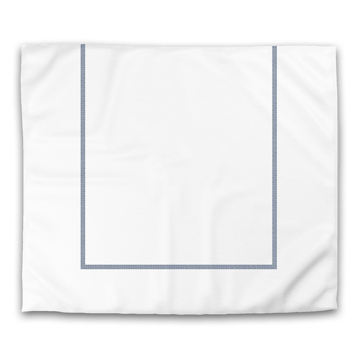 White Cotton Sateen Duvet Cover with Royal Blue Wide Weave Frieze Print | King - 269 x 234 cm / 106 x 92 inches