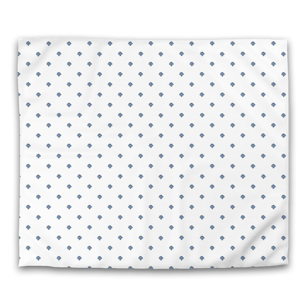 White Cotton Sateen Duvet Cover with Royal Blue Swirl Print | King - 269 x 234 cm / 106 x 92 inches