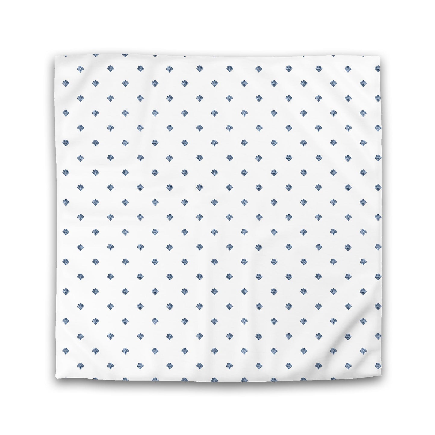 Off-white Cotton Sateen Duvet Cover, Royal Blue Hand-painted Swizzle Motif Print | CSDU-1291-171