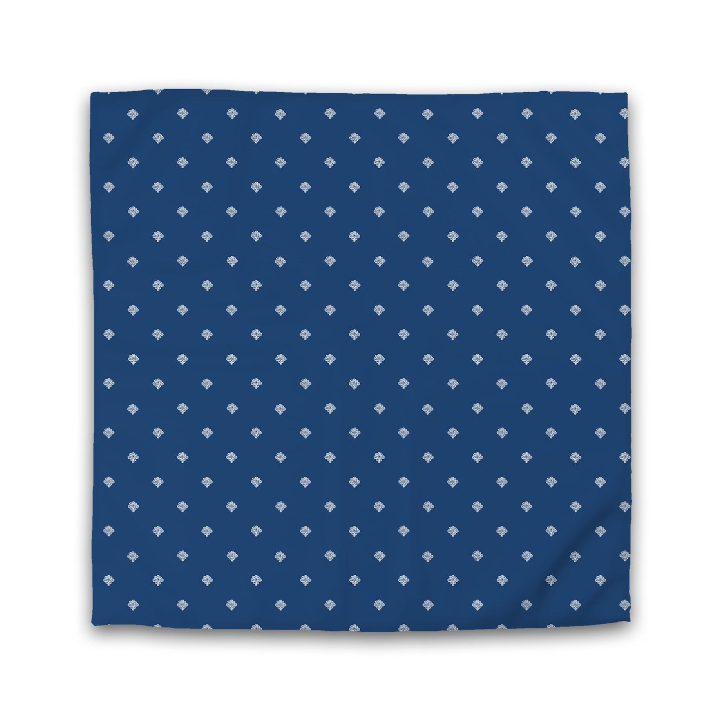 Royal Blue Cotton Sateen Duvet Cover, Off-white Hand-painted Swizzle Motif Print | CSDU-1291-172