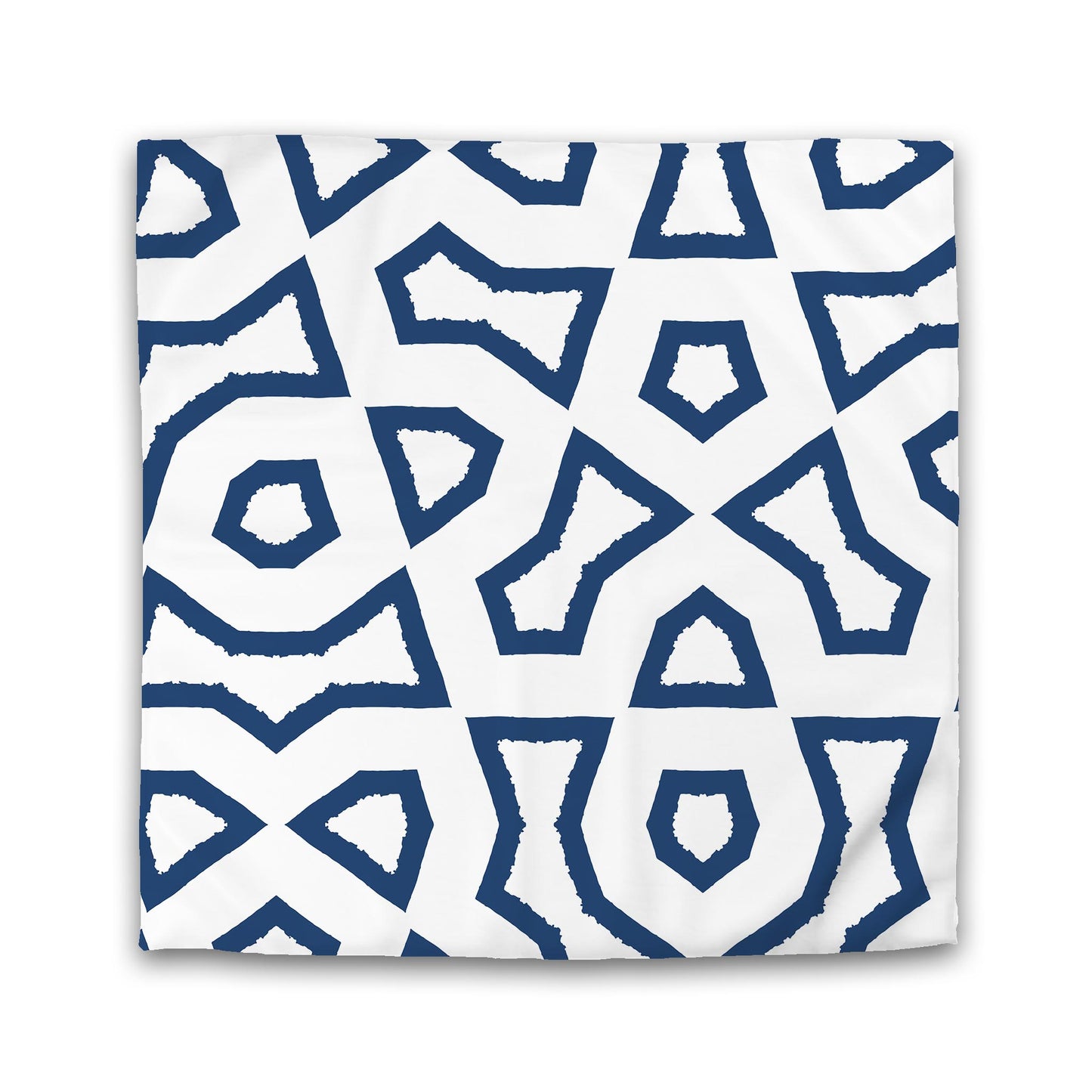 Off-white Cotton Sateen Duvet Cover, Bold Royal Blue Graphic | CSDU-1291-391