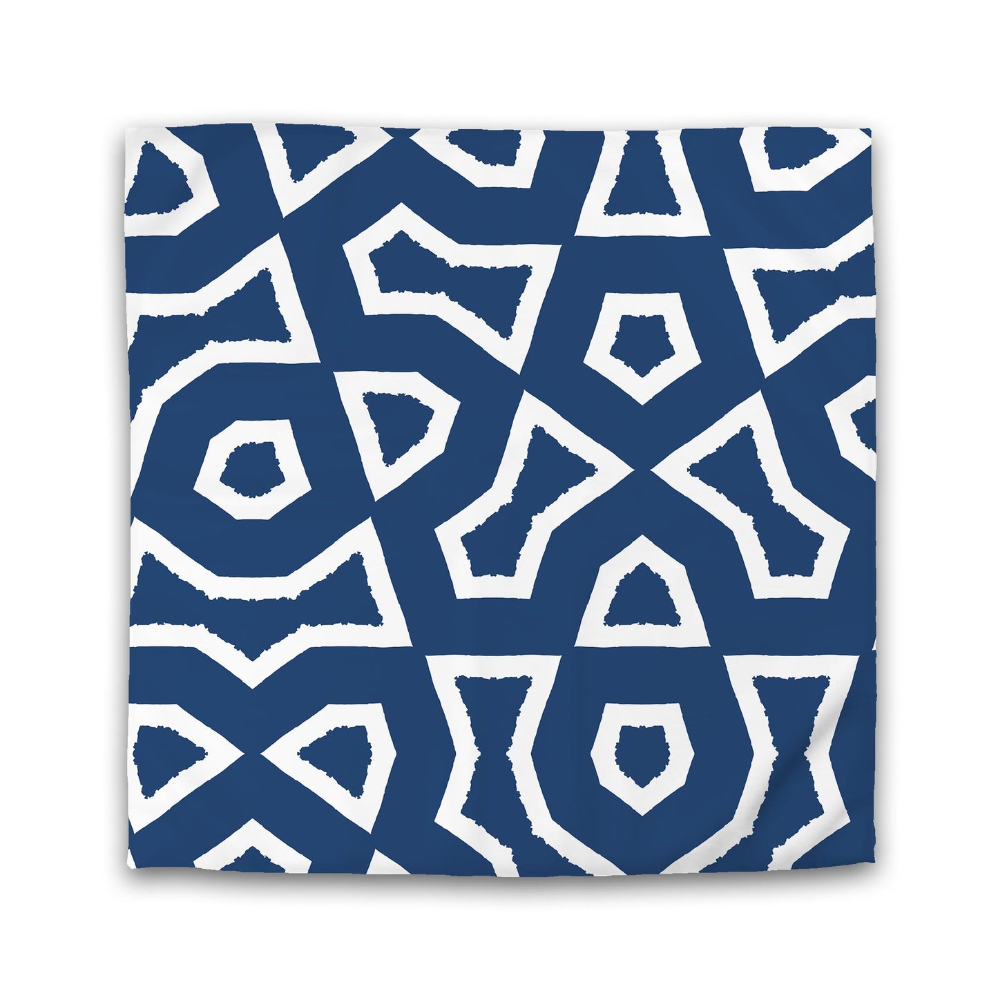 Royal Blue Cotton Sateen Duvet Cover, Bold Off-white Graphic | CSDU-1291-392