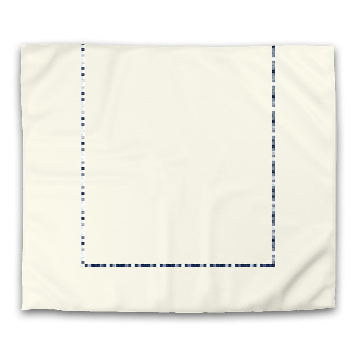 Pale Cream Cotton Sateen Duvet Cover with Royal Blue Narrow Weave Frieze Print | King - 269 x 234 cm / 106 x 92 inches