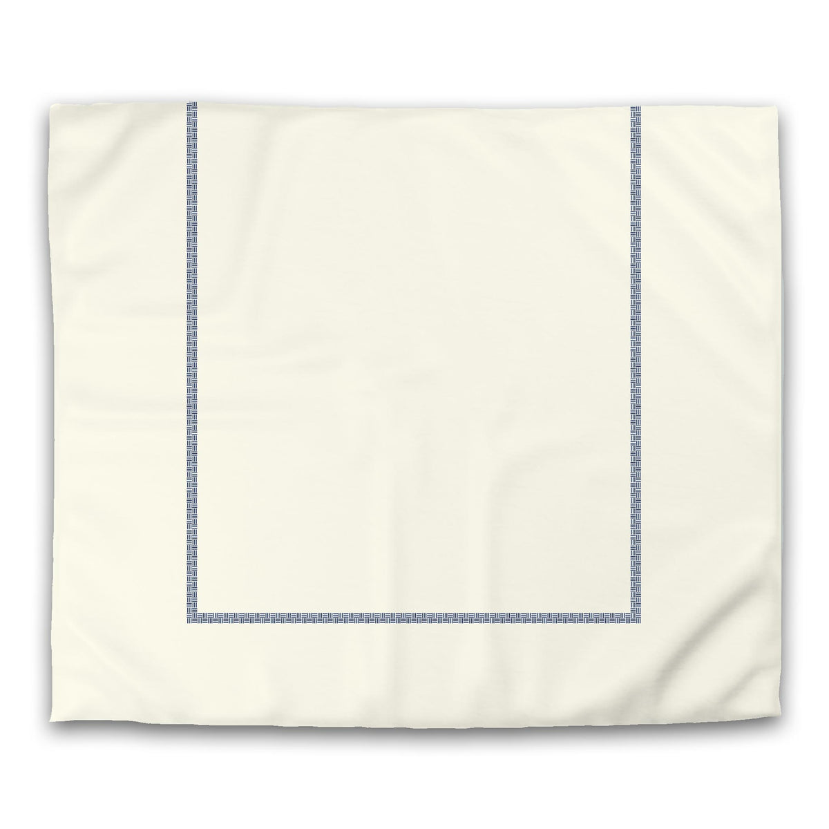 Pale Cream Cotton Sateen Duvet Cover with Royal Blue Wide Weave Frieze Print | King - 269 x 234 cm / 106 x 92 inches
