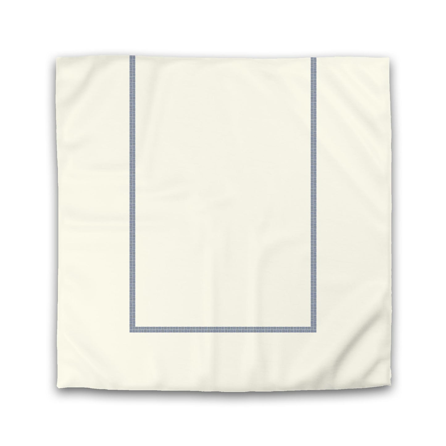 Pale Cream Cotton Sateen Duvet Cover, Royal Blue Double Weave Motif Print, Classic Border | CSDU-1293-143