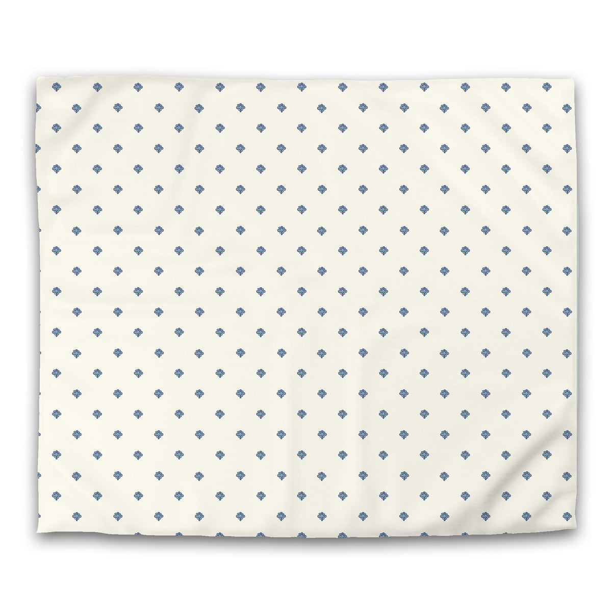 Pale Cream Cotton Sateen Duvet Cover with Royal Blue Swirl Print | King - 269 x 234 cm / 106 x 92 inches