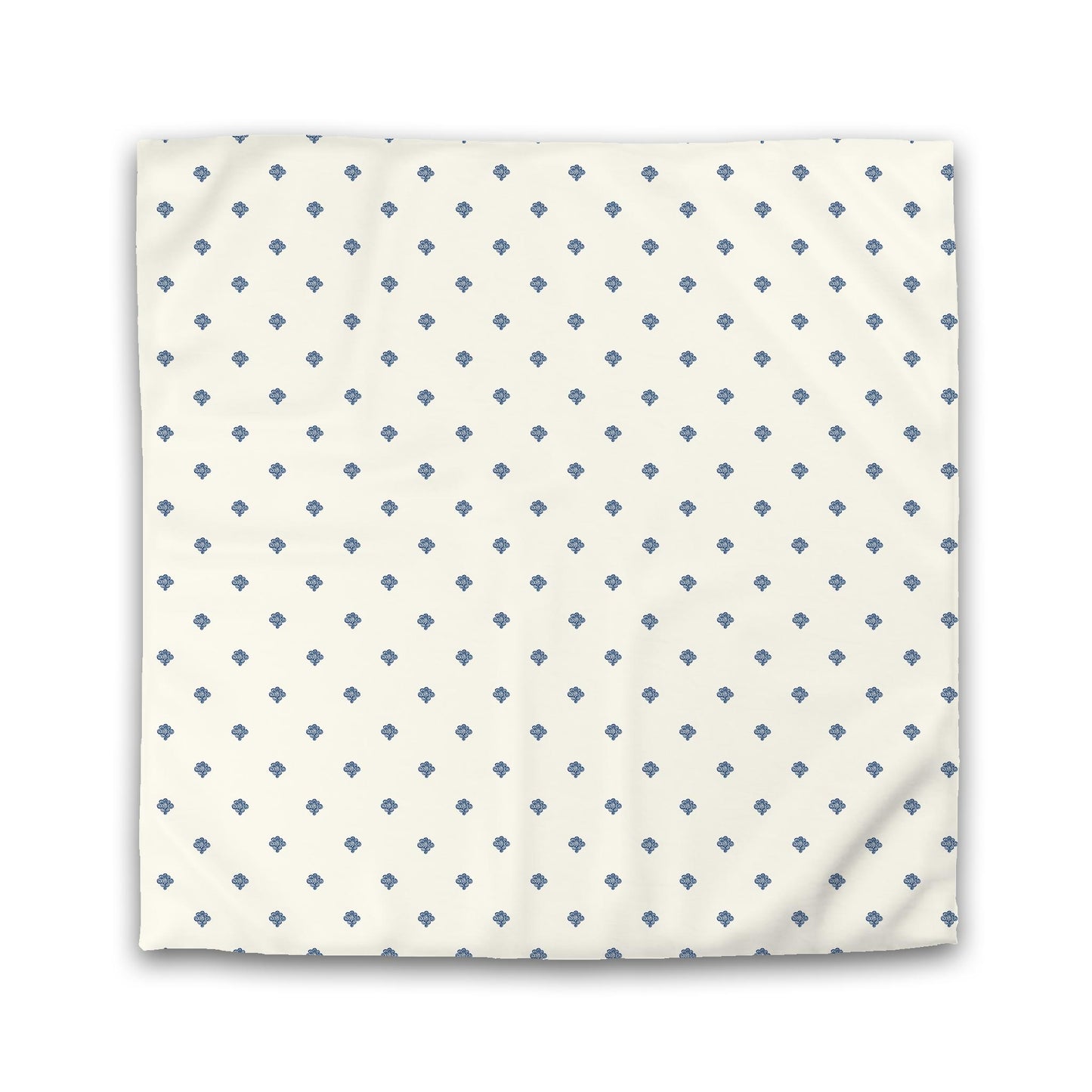 Pale Cream Cotton Sateen Duvet Cover, Royal Blue Hand-painted Swizzle Motif Print | CSDU-1293-171