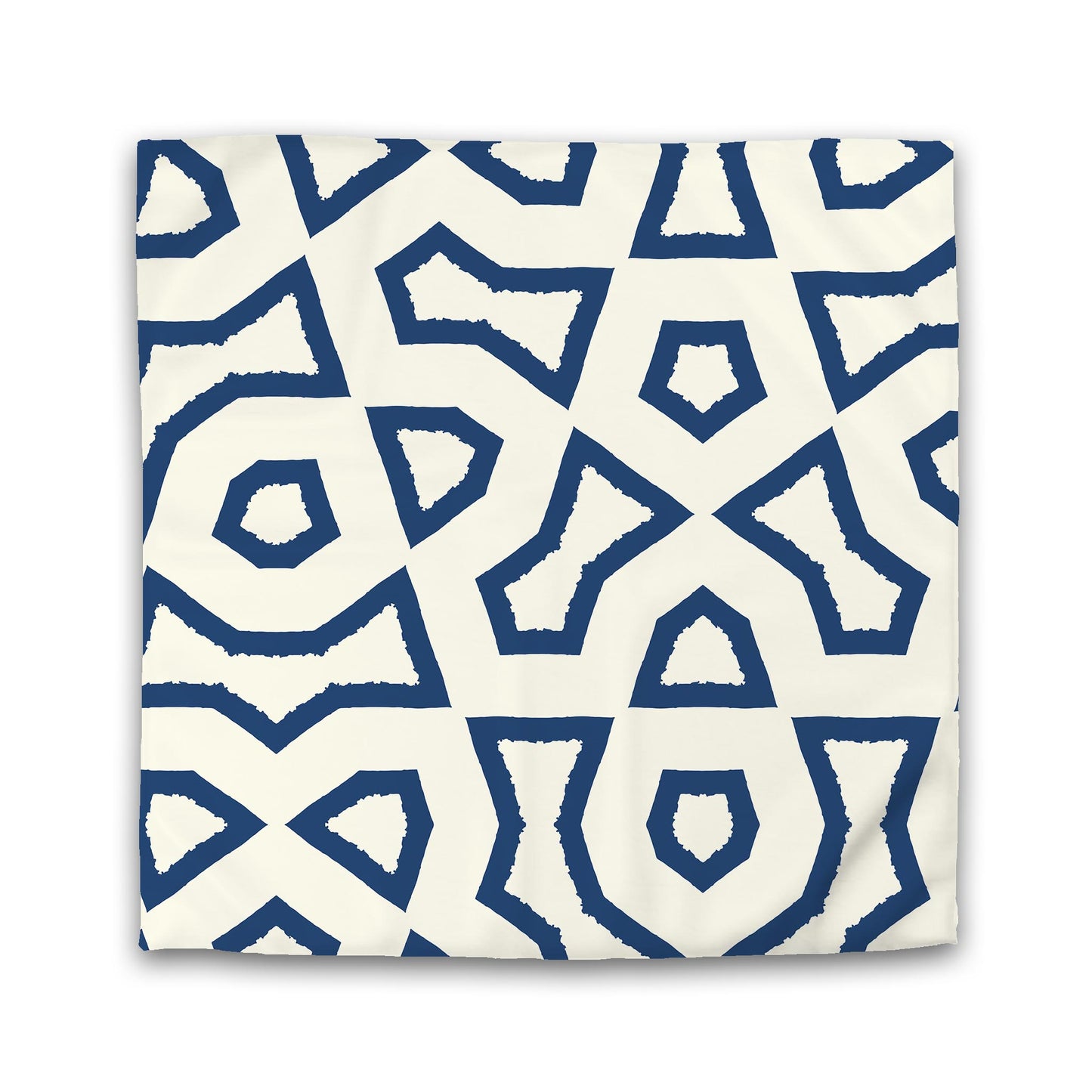 Pale Cream Cotton Sateen Duvet Cover, Bold Royal Blue Graphic | CSDU-1293-391