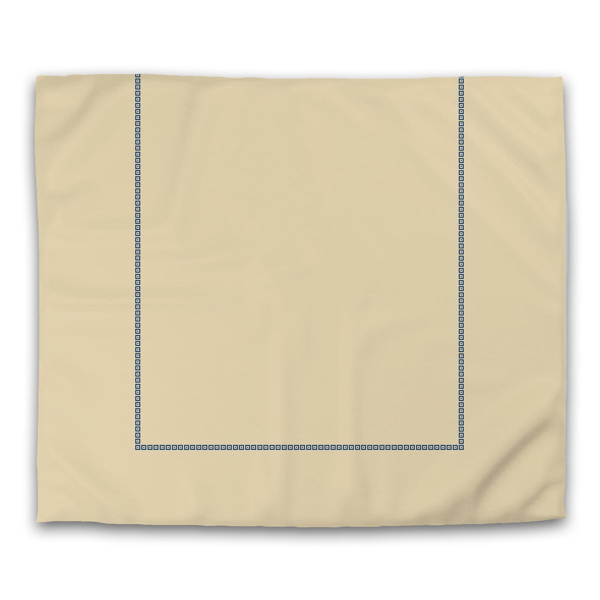 Tan Cotton Sateen Duvet Cover with Royal Blue Repeating Squares Frieze Print | King - 269 x 234 cm / 106 x 92 inches