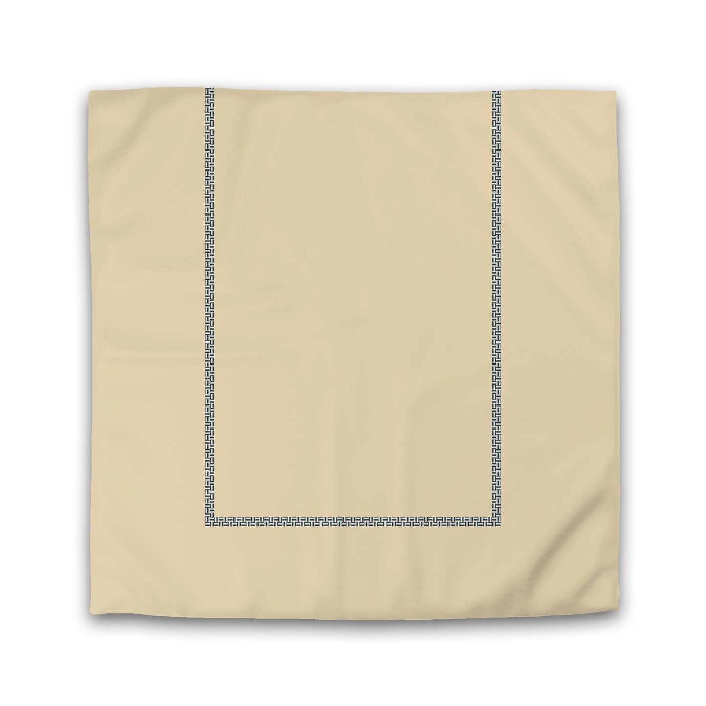 Tan Cotton Sateen Duvet Cover, Royal Blue Double Weave Motif Print, Classic Border | CSDU-1294-143