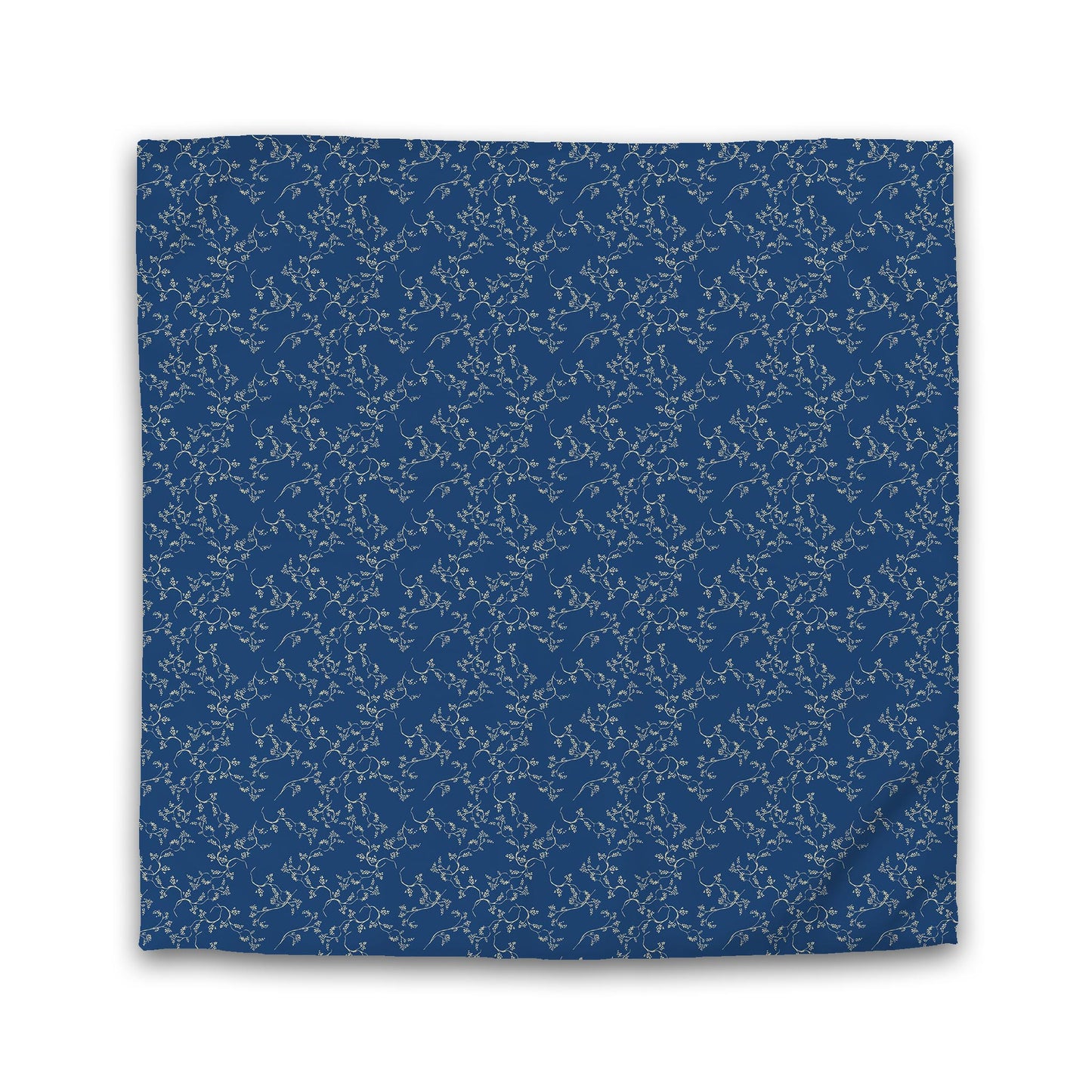Royal Blue Cotton Sateen Duvet Cover, Tan Hand-painted Vine Print | CSDU-1294-182