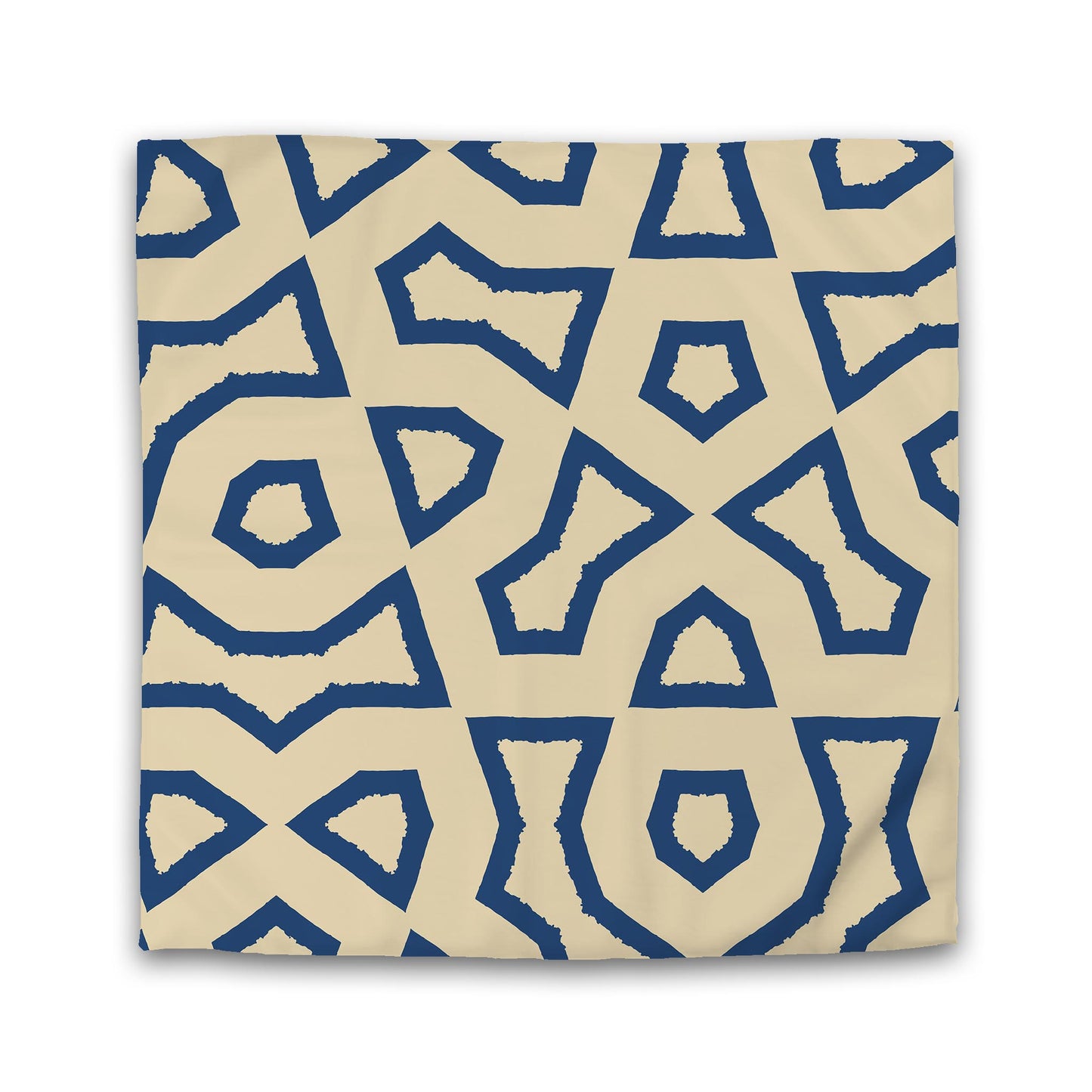 Tan Cotton Sateen Duvet Cover, Bold Royal Blue Graphic | CSDU-1294-391