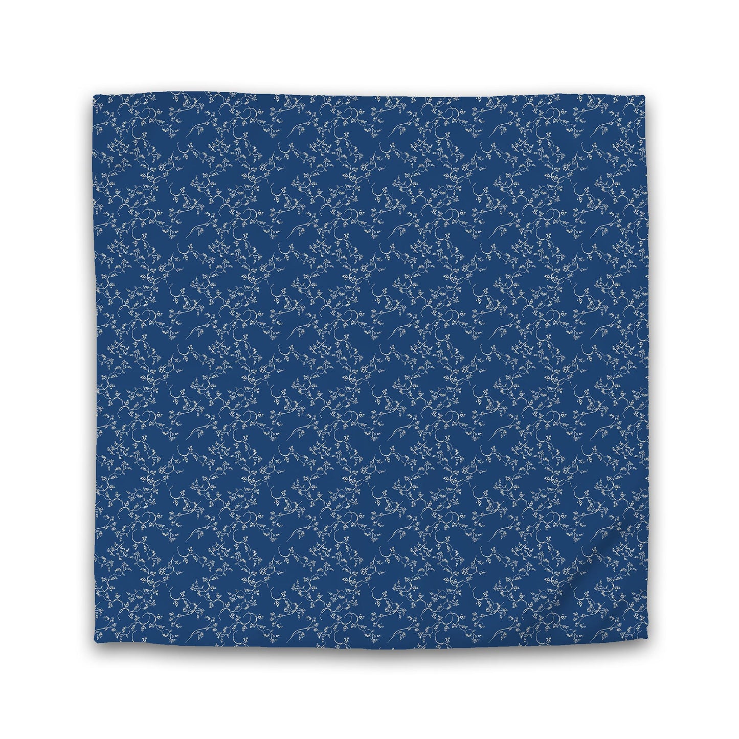 Royal Blue Cotton Sateen Duvet Cover, Beige Hand-painted Vine Print | CSDU-1295-182