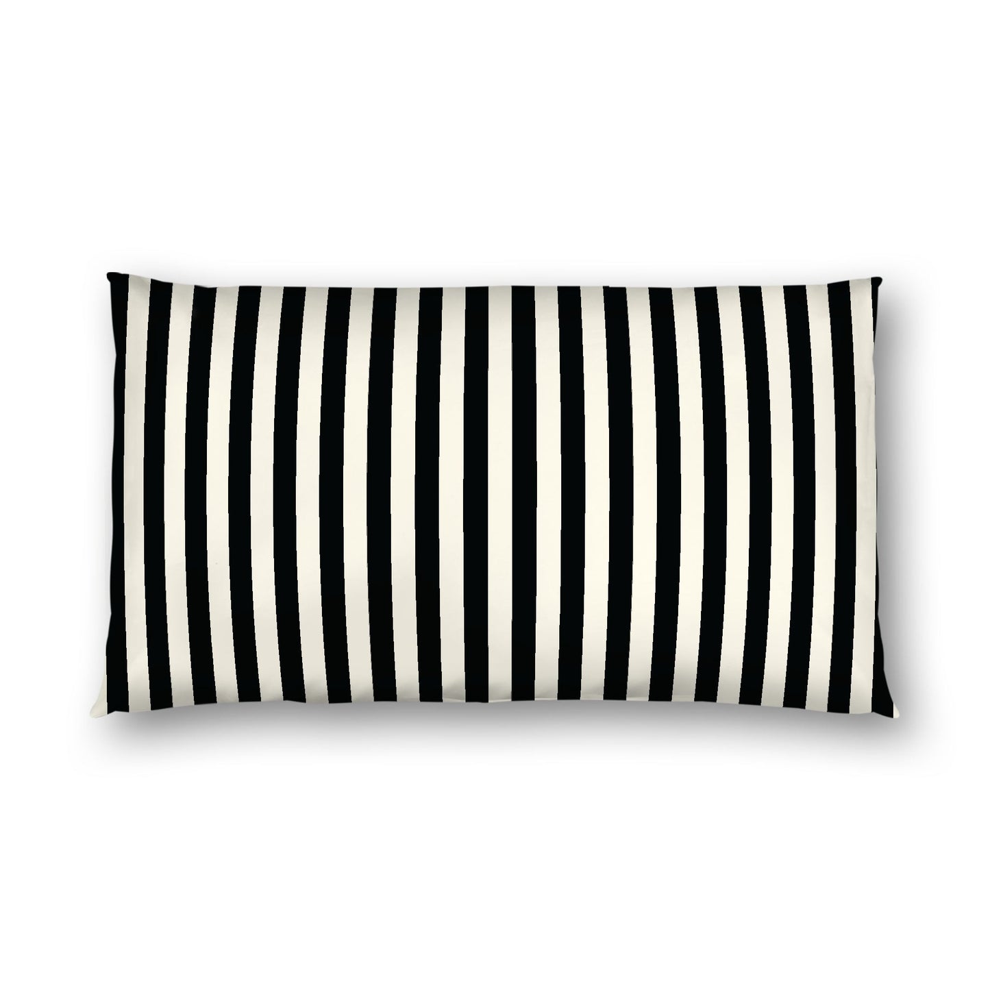Pale Cream Cotton Sateen Sham, Black Bars on Front, White Reverse Side, Queen - 90 x 90 inches
