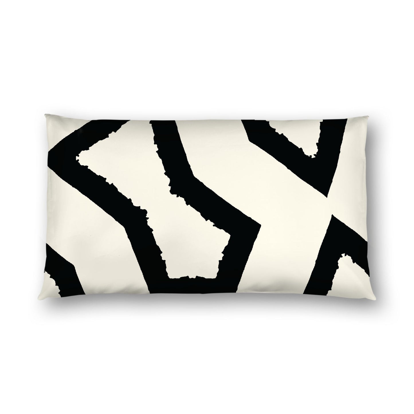 Pale Cream Cotton Sateen Sham, Bold Black Graphic on Front, White Reverse Side, King - 20 x 36 inches