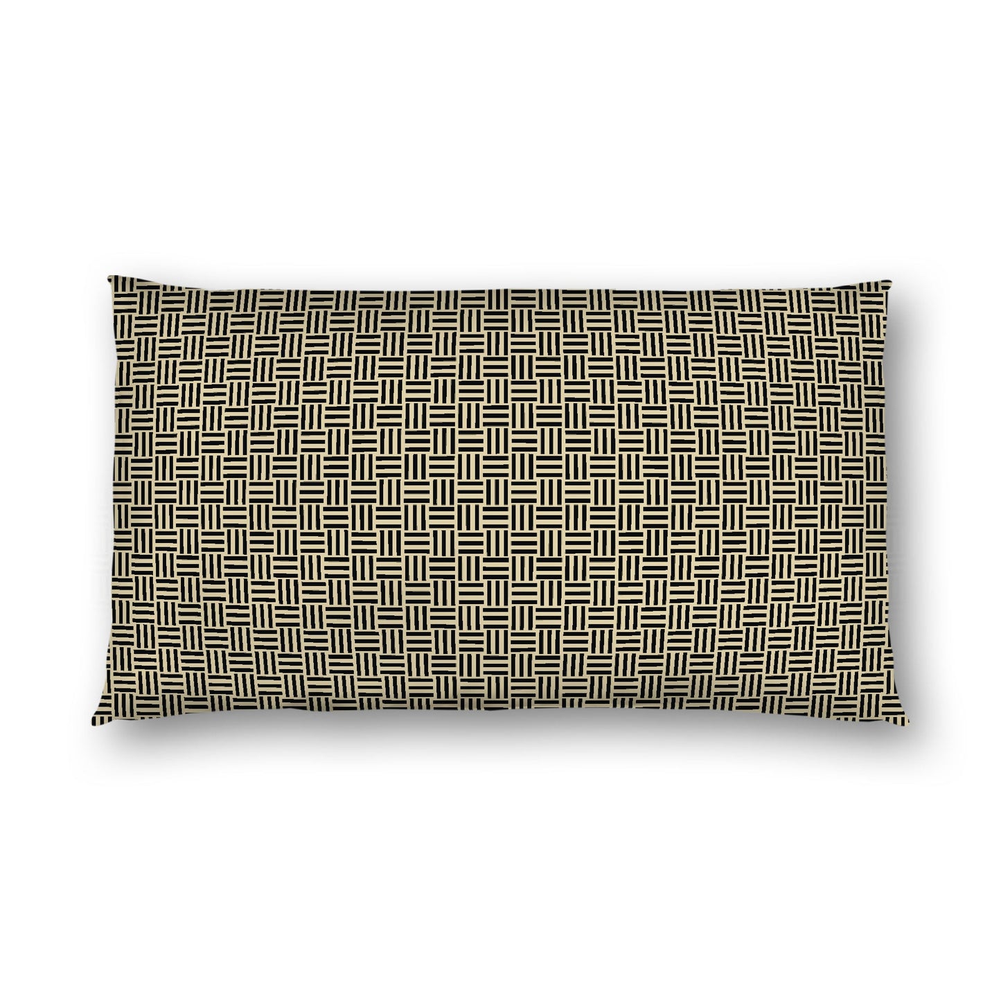 Desert Sand Cotton Sateen Pillow Sham, Black Single Weave Motif Print, White Reverse Side, King - 20 x 36 inches