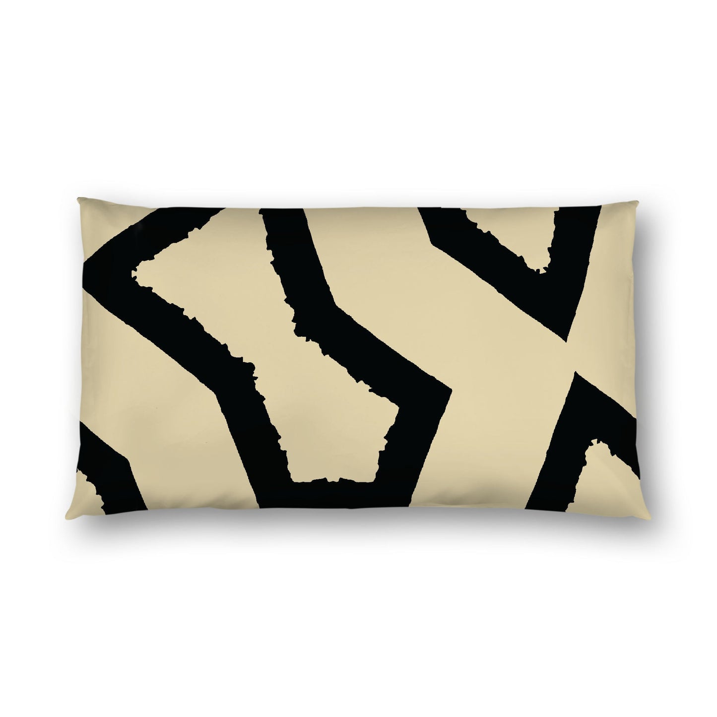 Desert Sand Cotton Sateen Sham, Bold Black Graphic on Front, White Reverse Side, King - 20 x 36 inches
