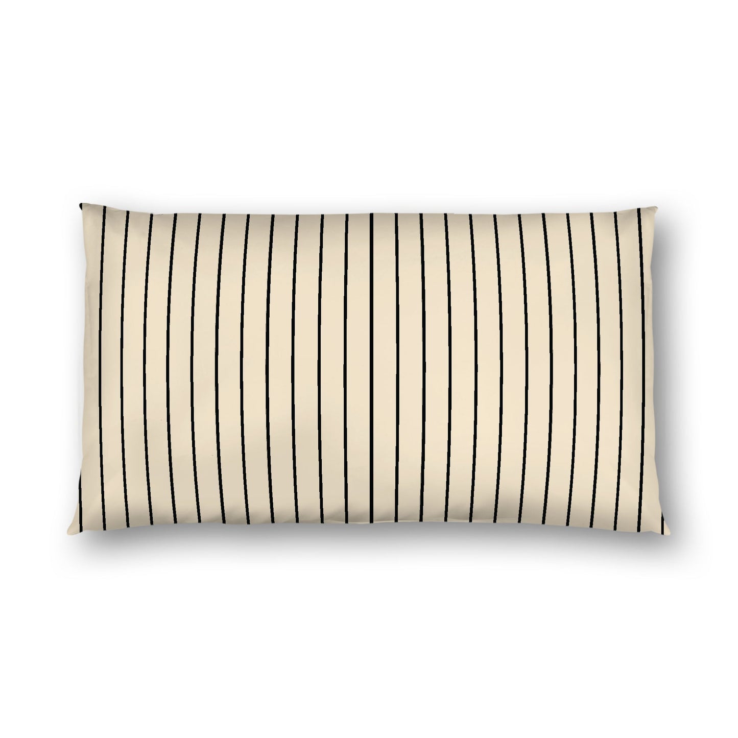 Beige Cotton Sateen Sham, Black Stripes on Front, White Reverse Side, King - 20 x 36 inches