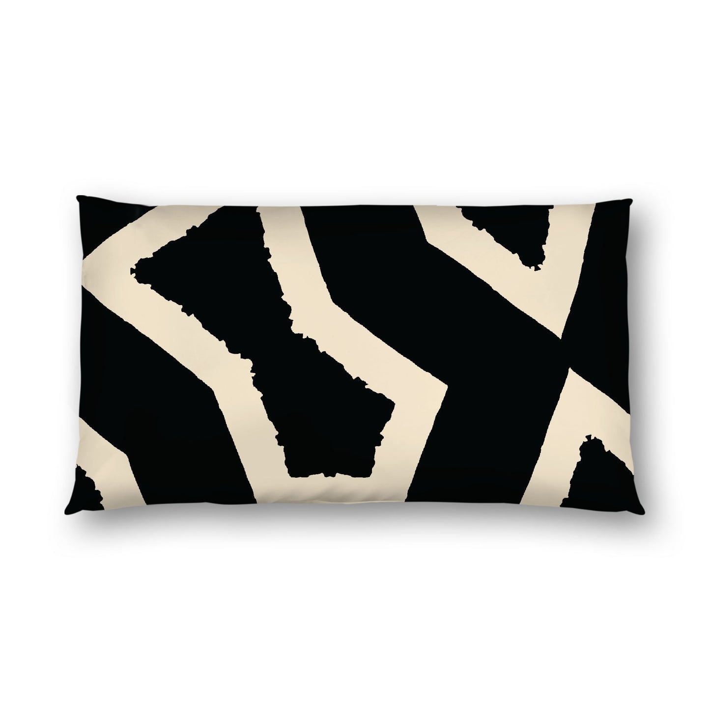 Black Cotton Sateen Sham, Bold Beige Graphic on Front, White Reverse Side, King - 20 x 36 inches