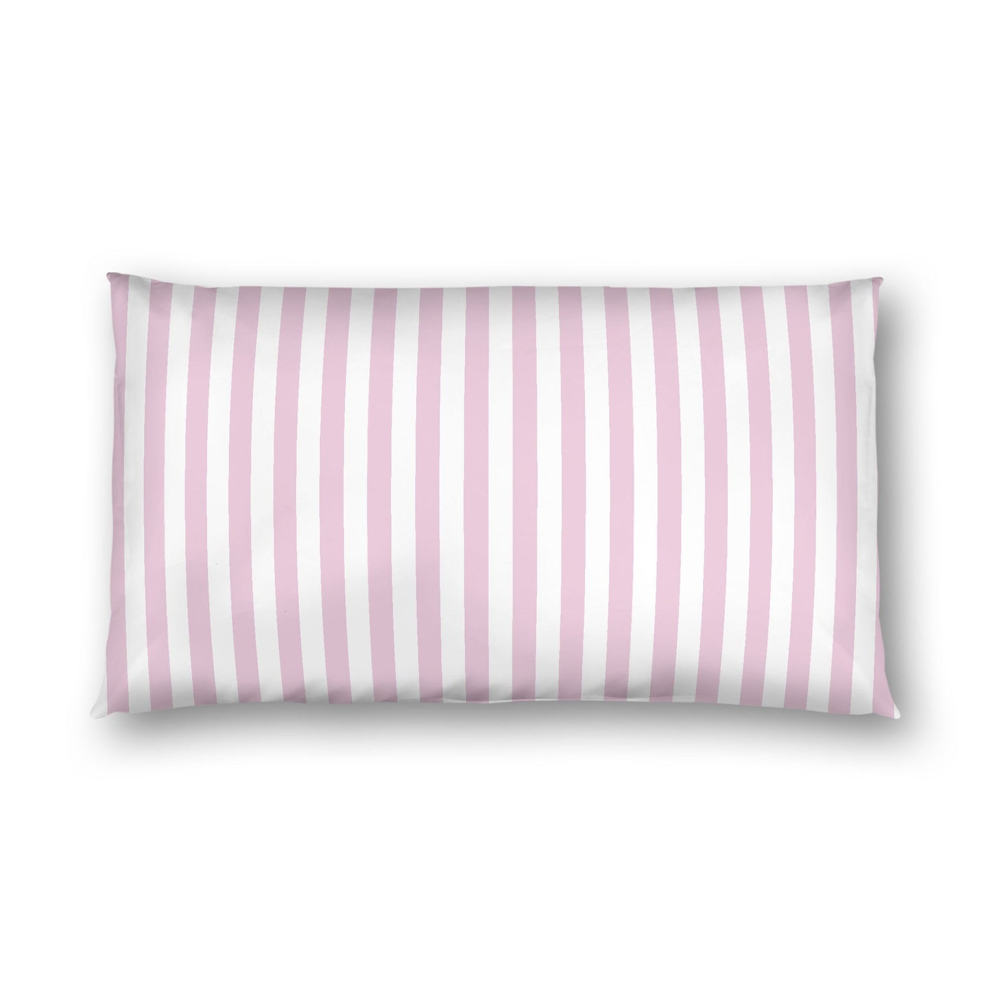 Off-white Cotton Sateen Sham, Pink Bars on Front, White Reverse Side, King - 20 x 36 inches