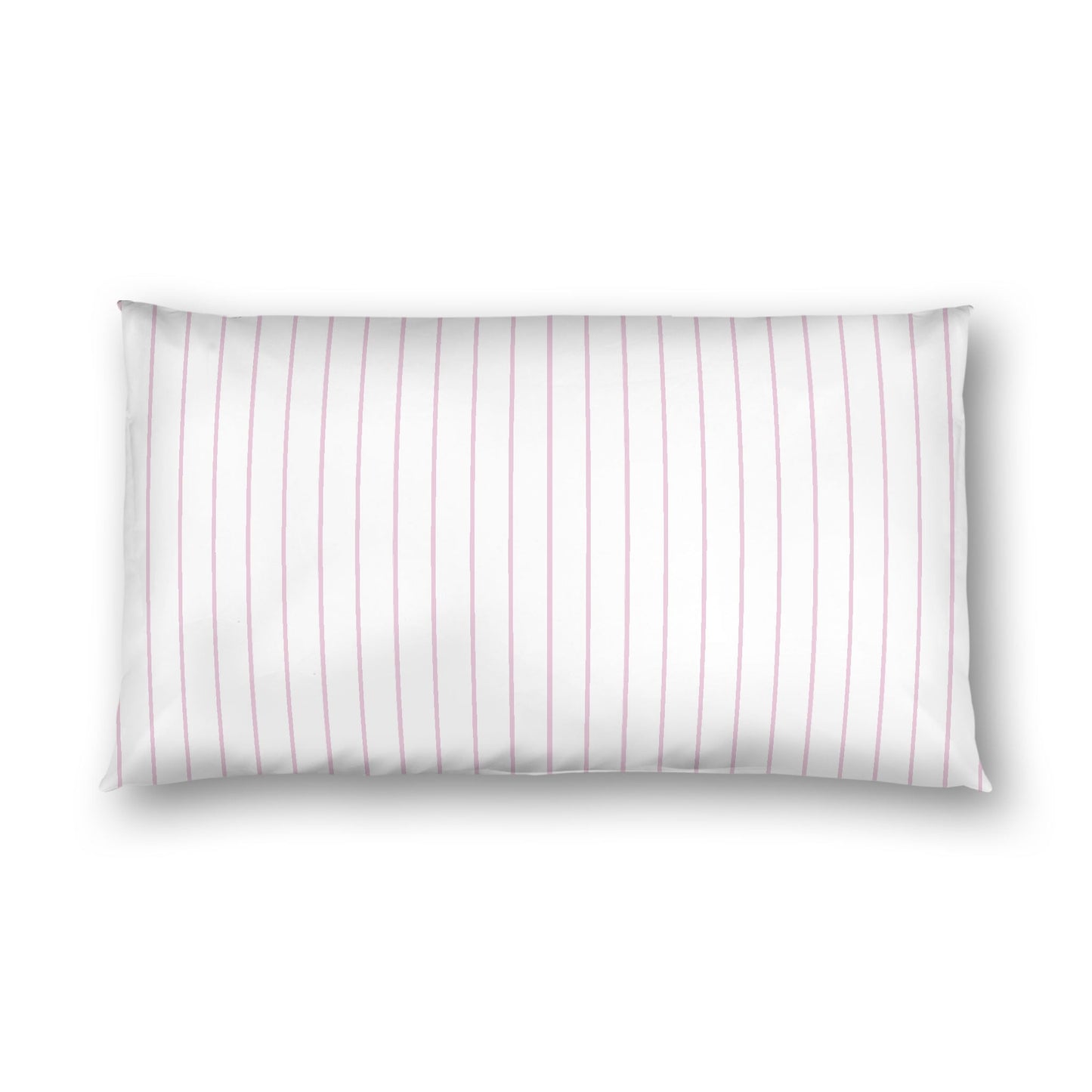 Off-white Cotton Sateen Sham, Pink Stripes on Front, White Reverse Side, King - 20 x 36 inches