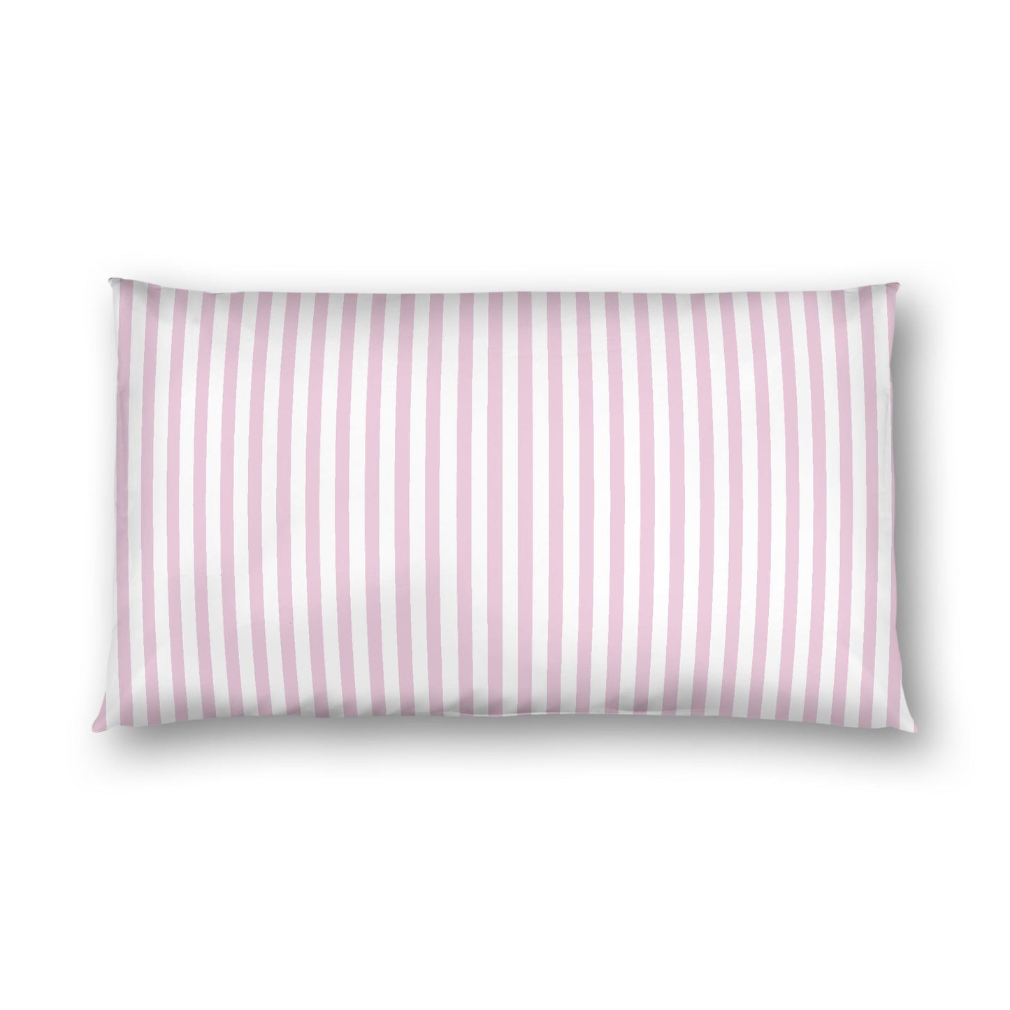 Off-white Cotton Sateen Sham, Thin Pink Bars on Front, White Reverse Side, King - 20 x 36 inches
