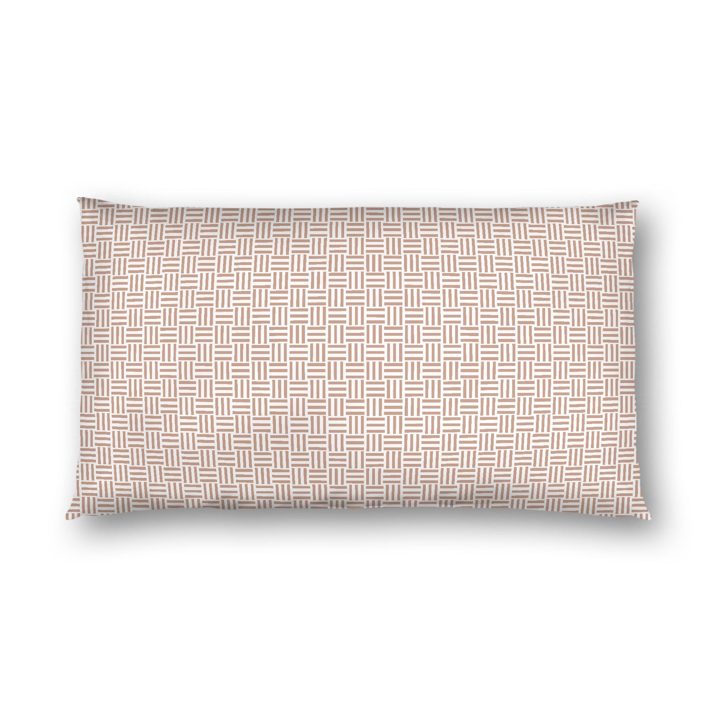 Off-white Cotton Sateen Pillow Sham, Salmon Single Weave Motif Print, White Reverse Side, King - 20 x 36 inches