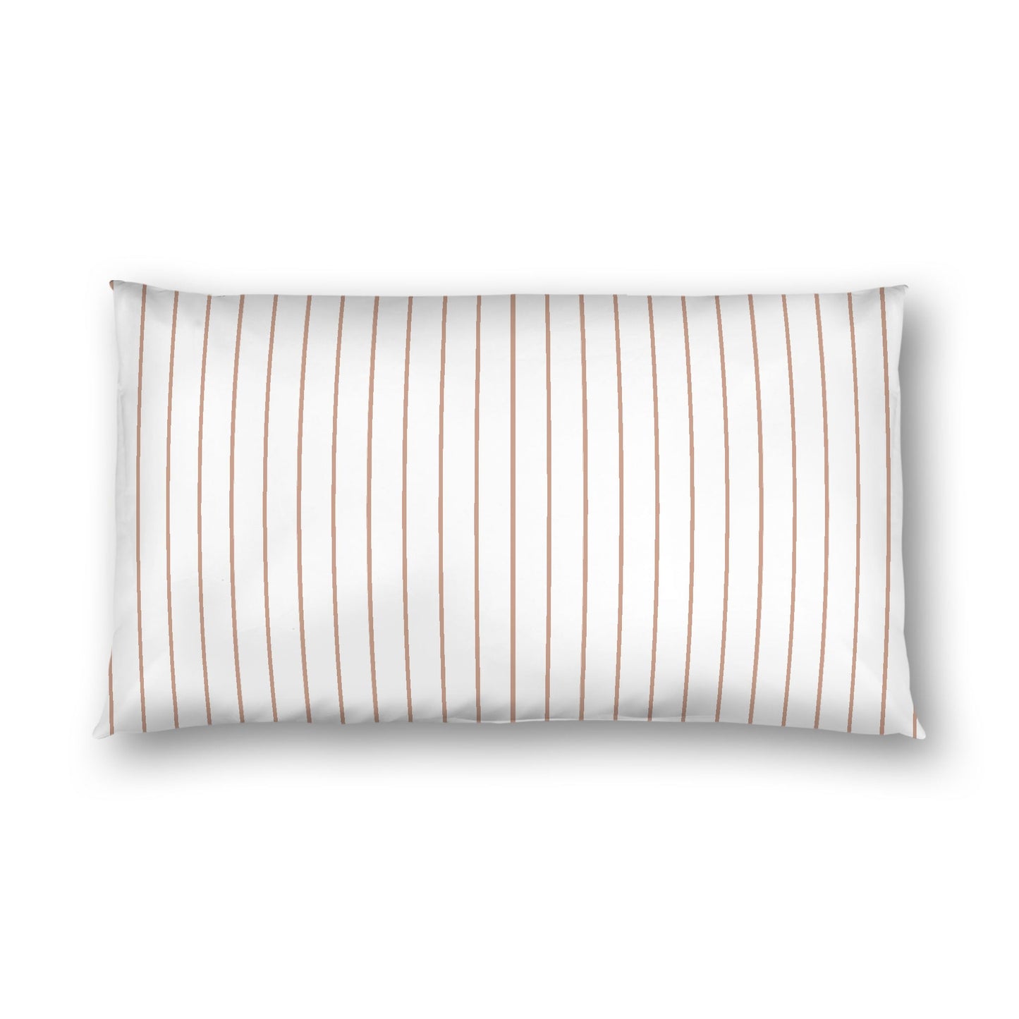 Off-white Cotton Sateen Sham, Salmon Stripes on Front, White Reverse Side, King - 20 x 36 inches