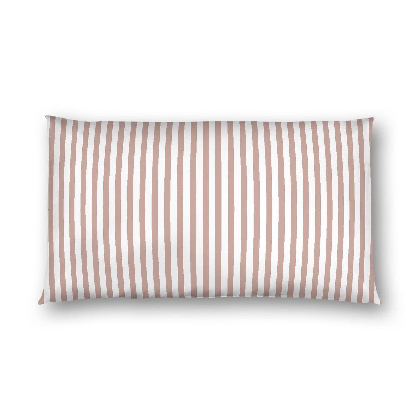 Off-white Cotton Sateen Sham, Thin Salmon Bars on Front, White Reverse Side, King - 20 x 36 inches