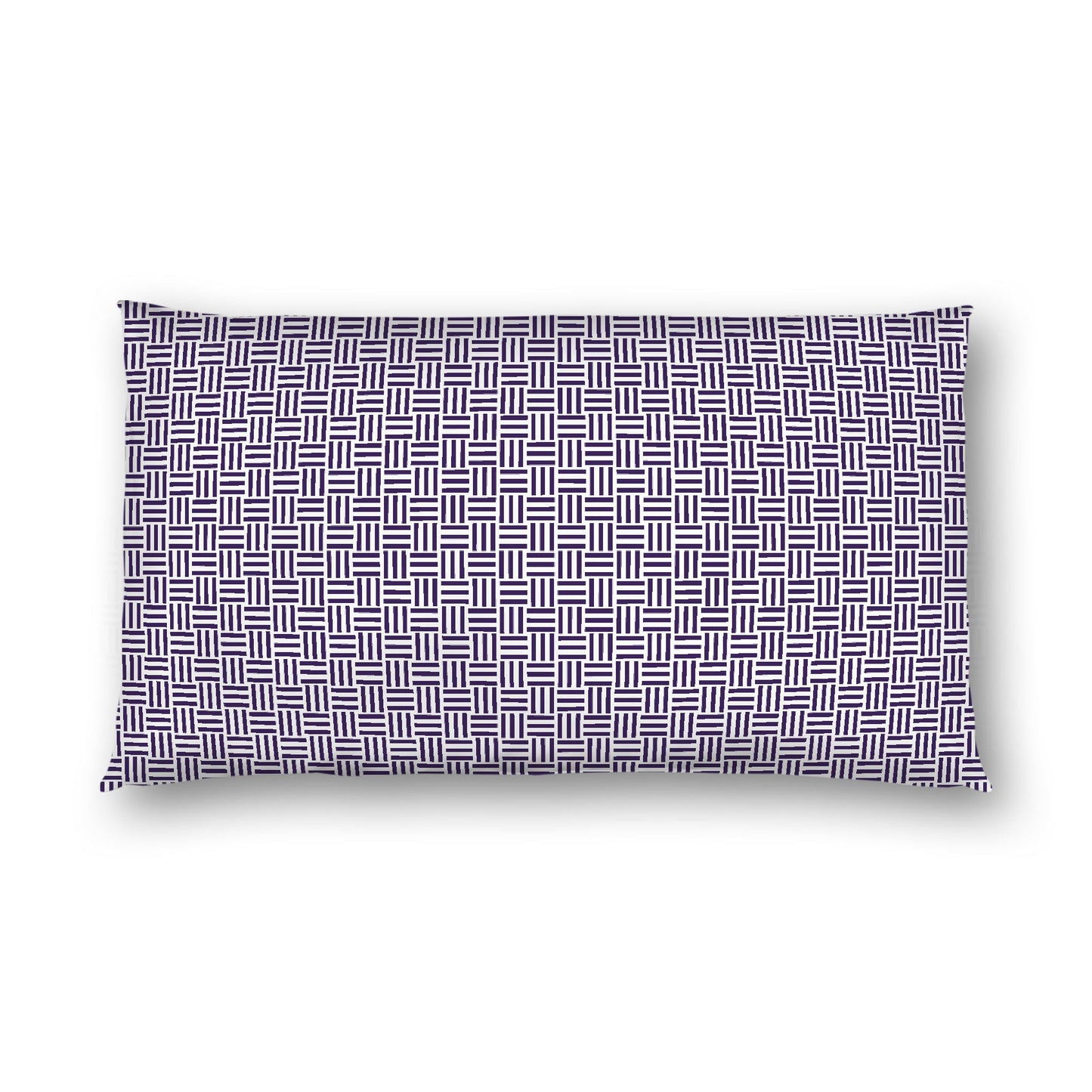 Off-white Cotton Sateen Pillow Sham, Purple Single Weave Motif Print, White Reverse Side, King - 20 x 36 inches