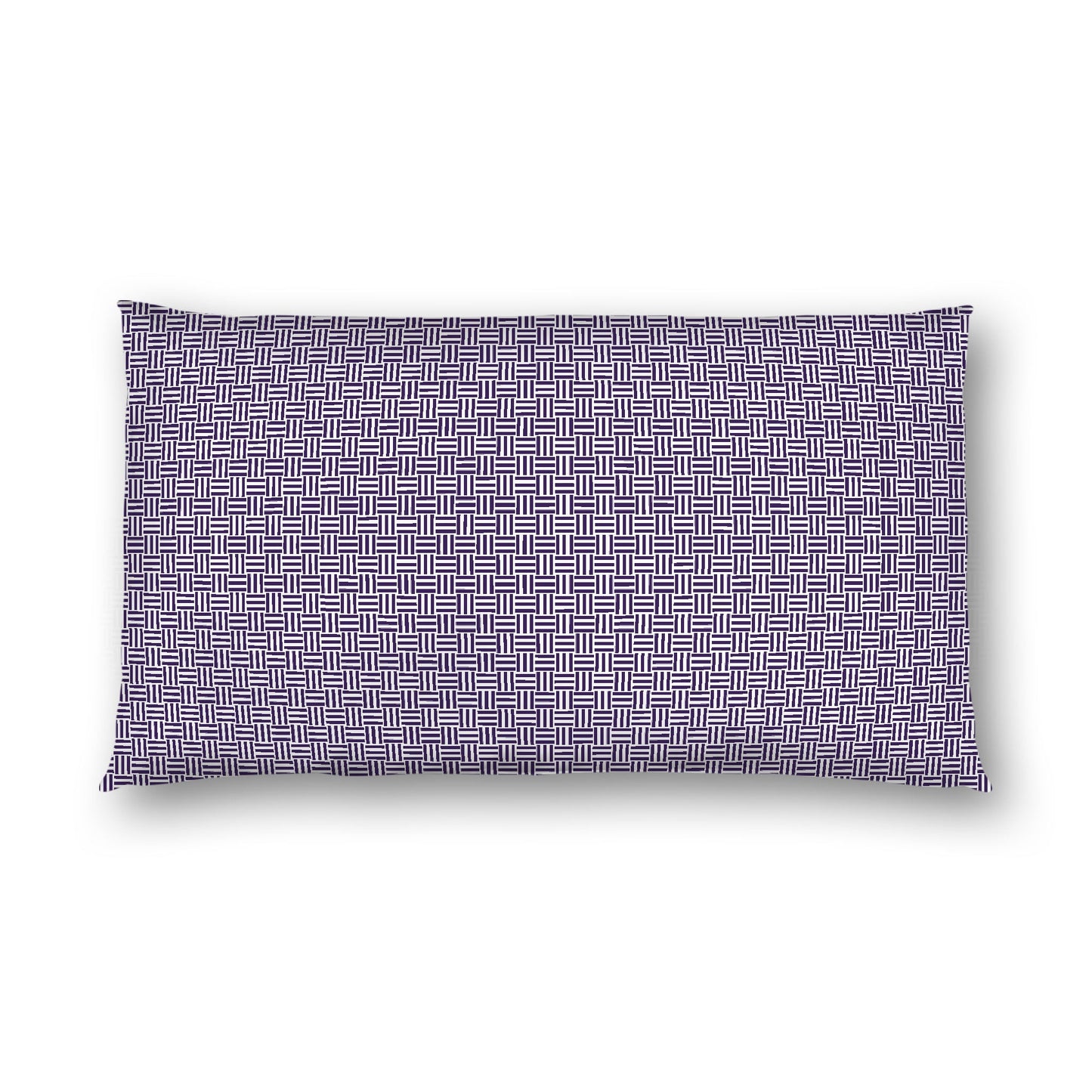 Off-white Cotton Sateen Pillow Sham, Purple Double Weave Motif Print, White Reverse Side, King - 20 x 36 inches
