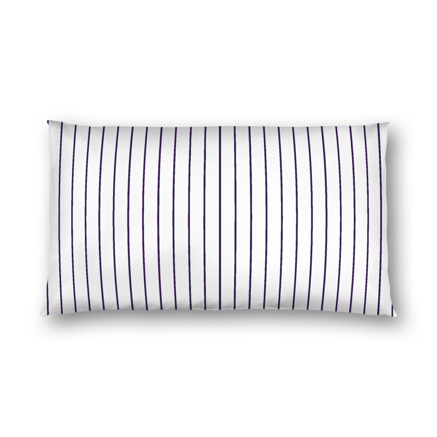 Off-white Cotton Sateen Sham, Purple Stripes on Front, White Reverse Side, King - 20 x 36 inches