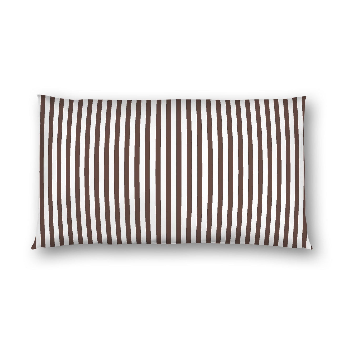 Off-white Cotton Sateen Sham, Thin Brown Bars on Front, White Reverse Side, King - 20 x 36 inches