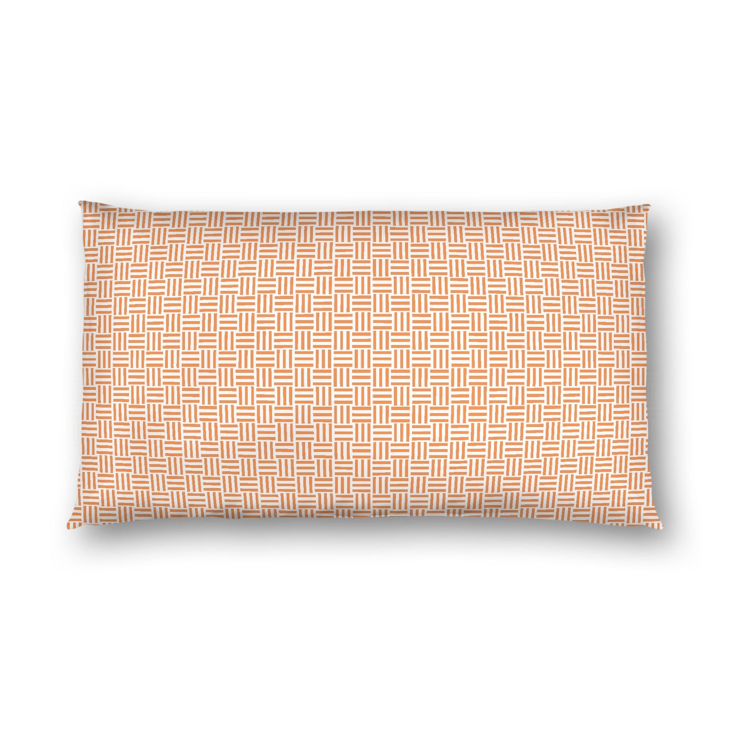 Off-white Cotton Sateen Pillow Sham, Orange Single Weave Motif Print, White Reverse Side, King - 20 x 36 inches