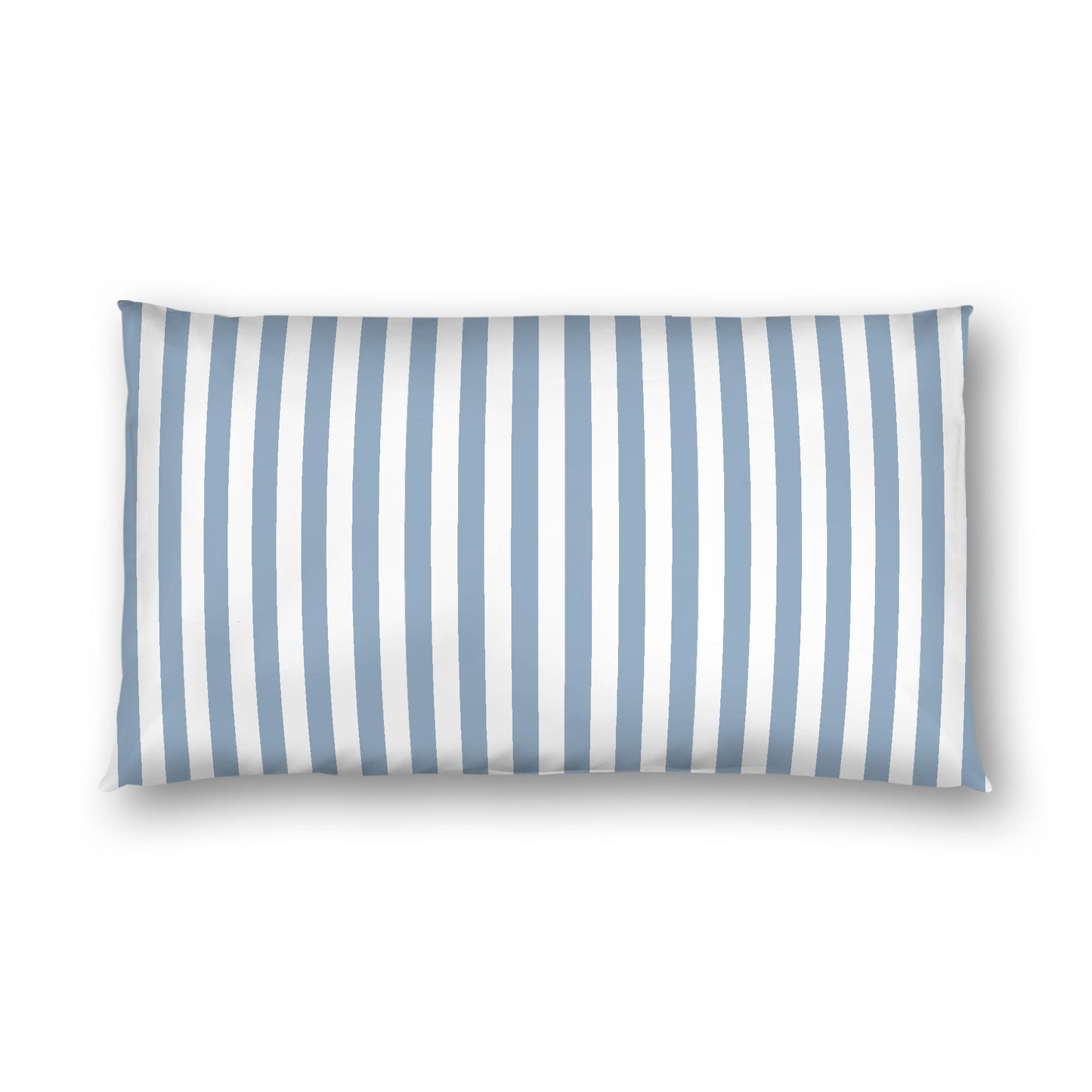 Off-white Cotton Sateen Sham, Blue Bars on Front, White Reverse Side, King - 20 x 36 inches