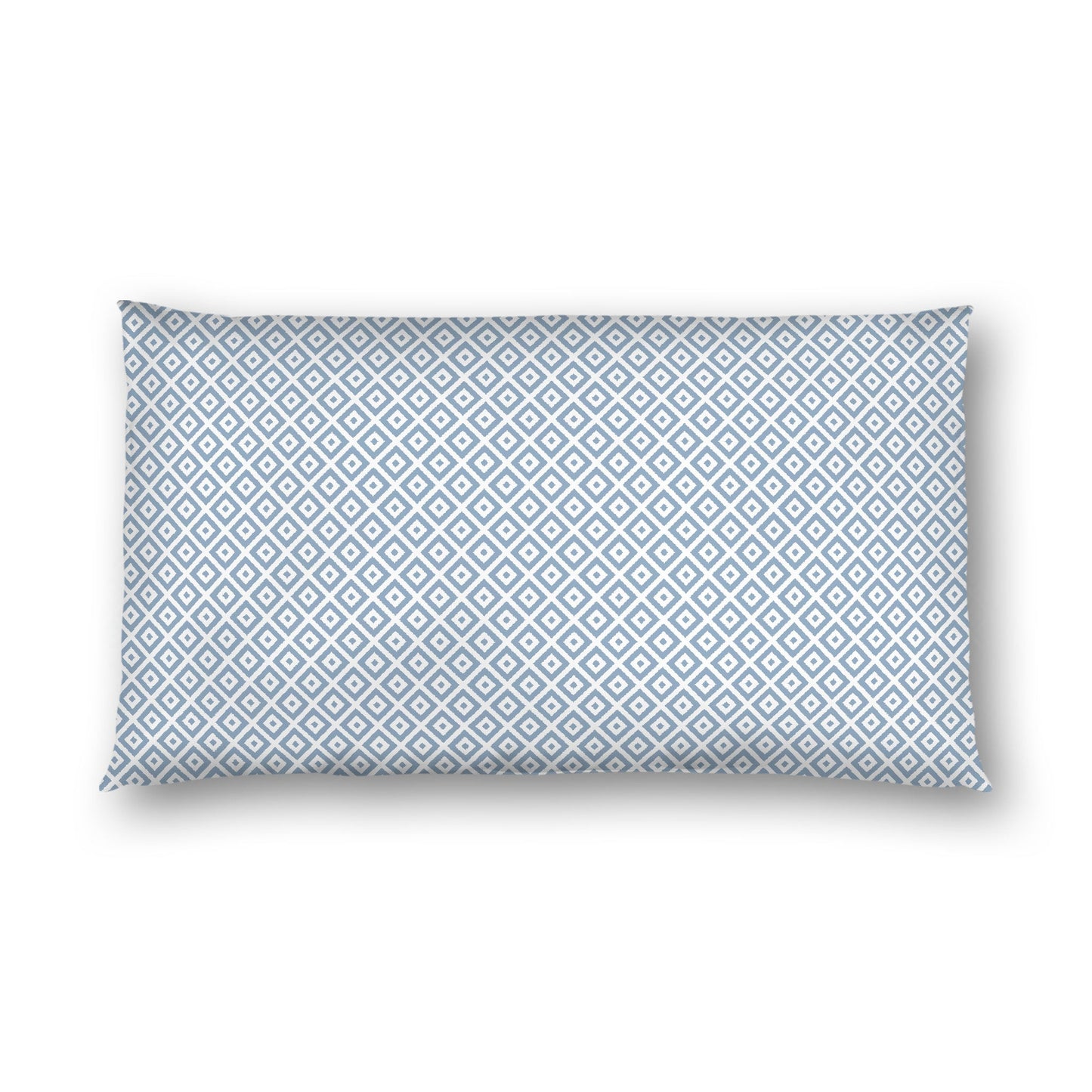 Off-white Cotton Sateen Pillow Sham, Blue Repeating Square Motif Print, Off-white Revese Side, King - 20 x 36 inches