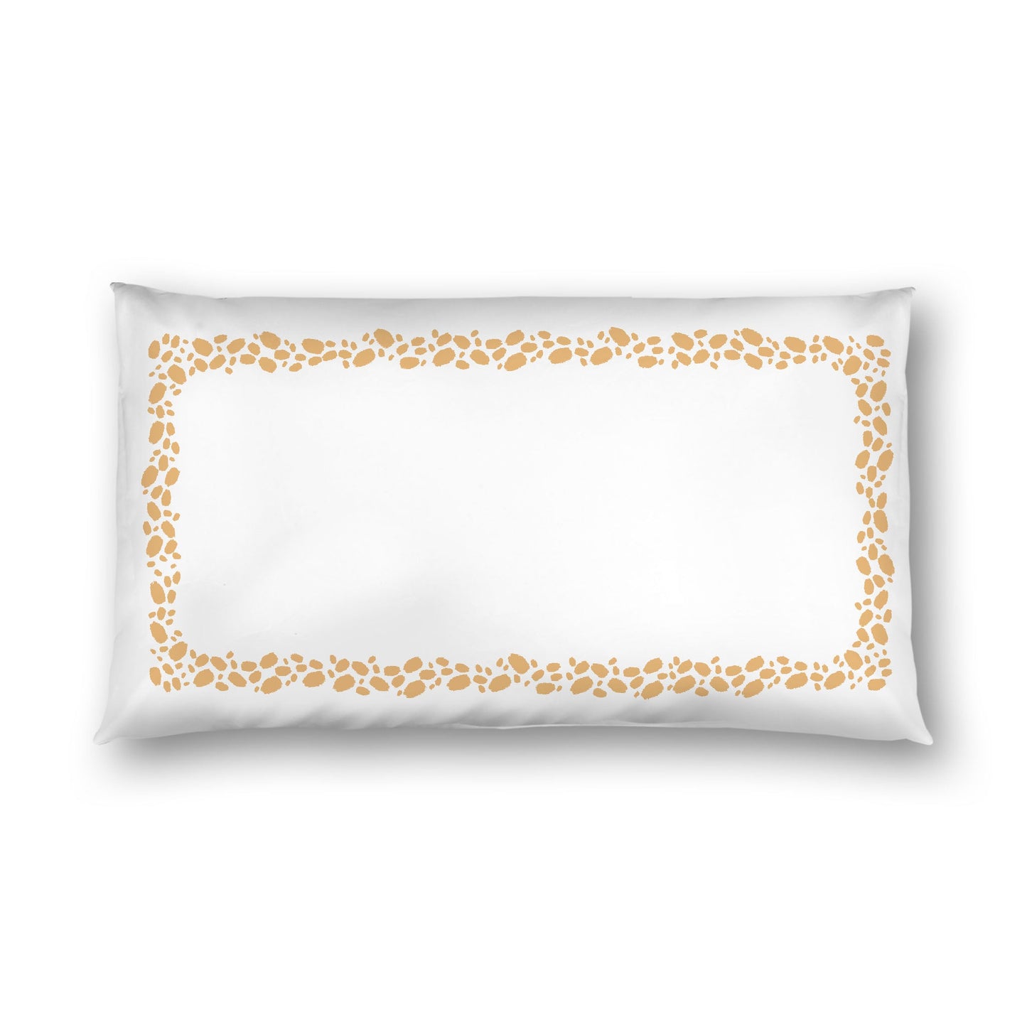 Off-white Cotton Sateen Pillow Sham, Pale Orange Hand-painted Dab Motif Print, Classic Border, White Reverse Side, King - 20 x 36 inches