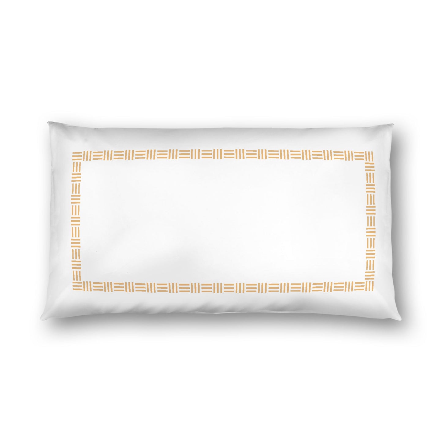 Off-white Cotton Sateen Pillow Sham, Pale Orange Single Weave Motif Print, Classic Border, White Reverse Side, King - 20 x 36 inches