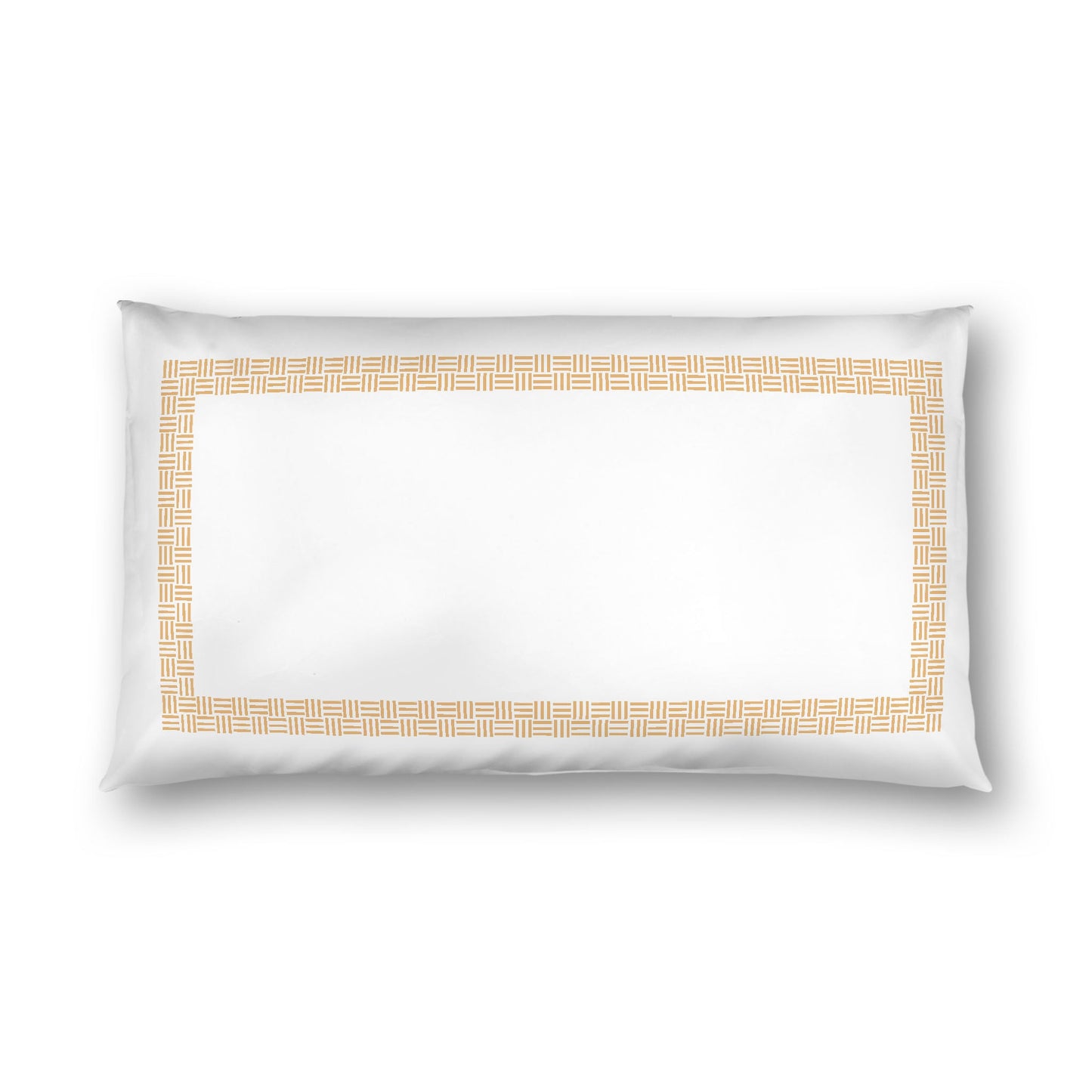 Off-white Cotton Sateen Pillow Sham, Pale Orange Double Weave Motif Print, Classic Border, White Reverse Side, King - 20 x 36 inches