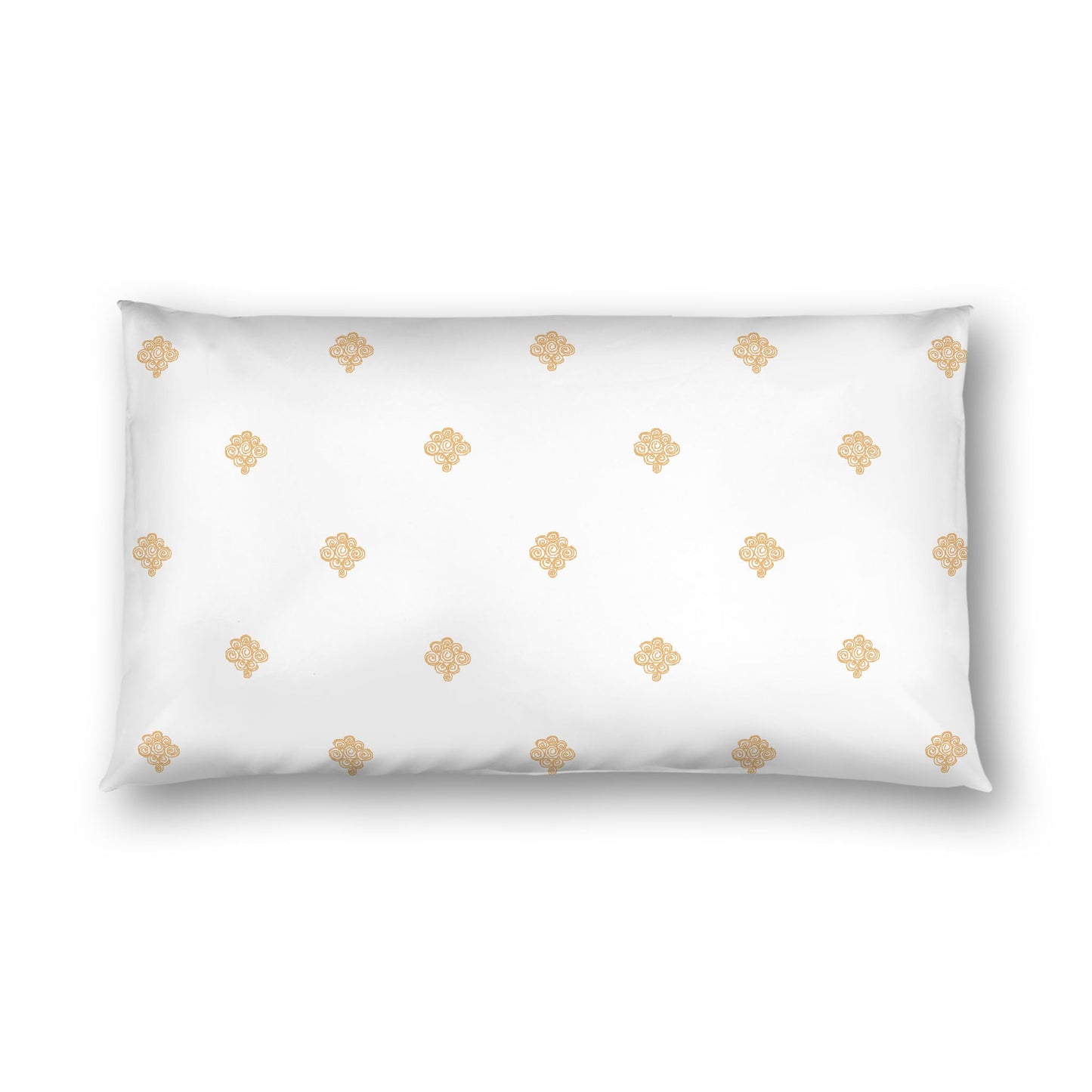 Off-white Cotton Sateen Pillow Sham, Pale Orange Hand-painted Swizzle Motif Print, White Reverse Side, King - 20 x 36 inches