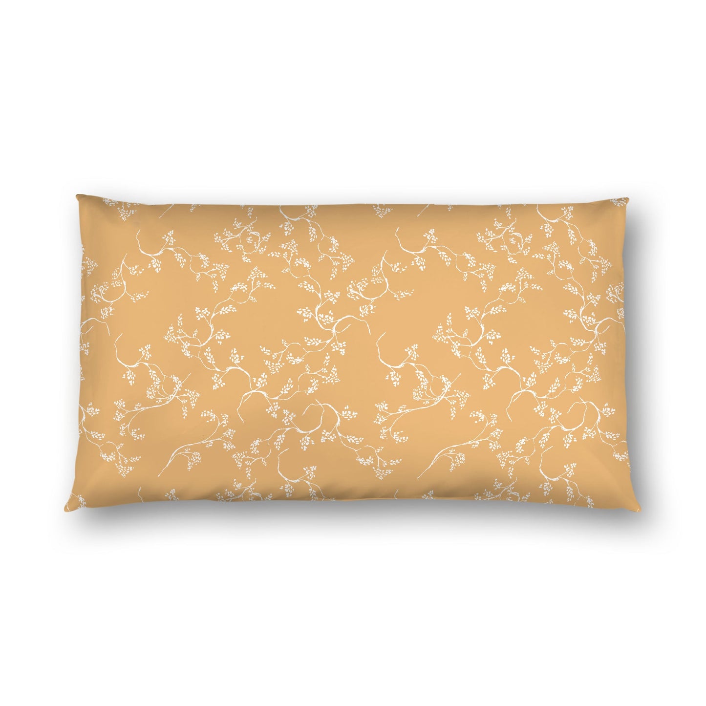 Pale Orange Cotton Sateen Pillow Sham, Off-white Vine Print on Front, White Reverse Side, King - 20 x 36 inches