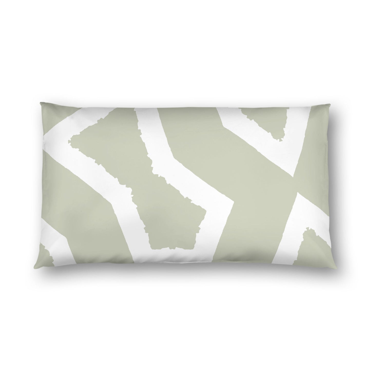 Pale Green Cotton Sateen Sham, Bold Off-white Graphic on Front, White Reverse Side, King - 20 x 36 inches