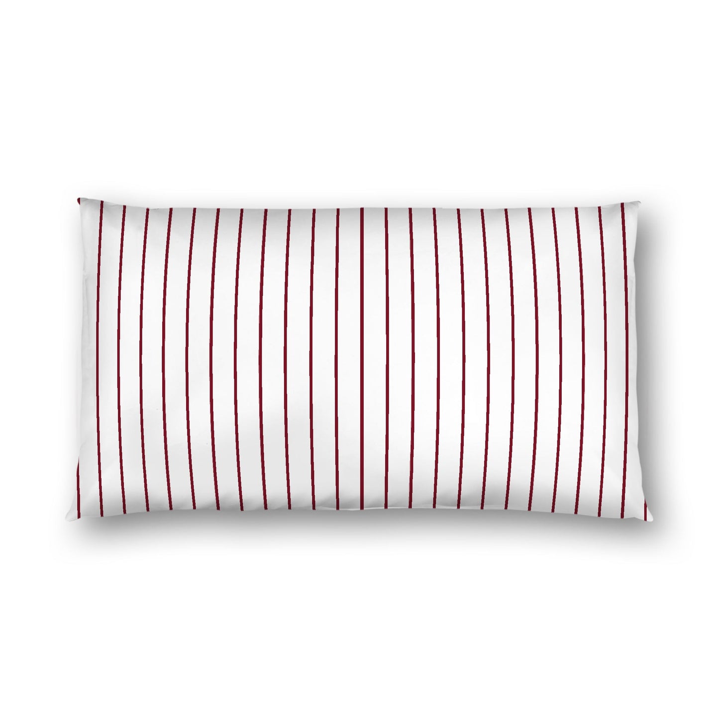 Off-White Cotton Sateen Sham, Burgundy Red Stripes on Front, White Reverse Side, King (width x length) 20 x 36 inches / 51 x 91 cm