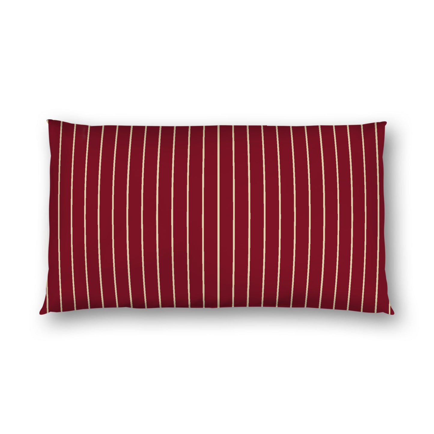 Burgundy Red Cotton Sateen Sham, Desert Sand Stripes on Front, White Reverse Side, King - 20 x 36 inches