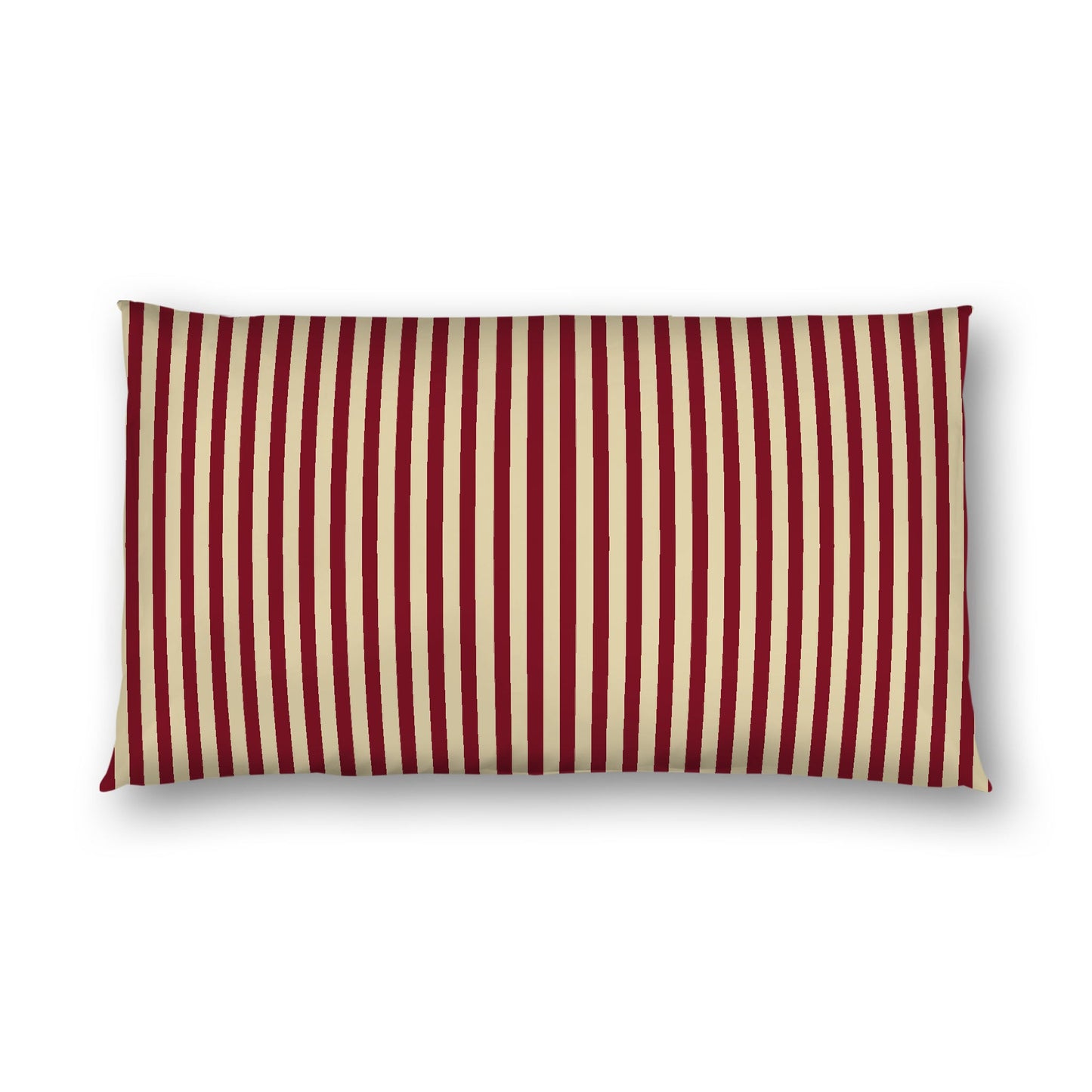 Desert Sand Cotton Sateen Sham, Thin Burgundy Red Bars on Front, White Reverse Side, King - 20 x 36 inches