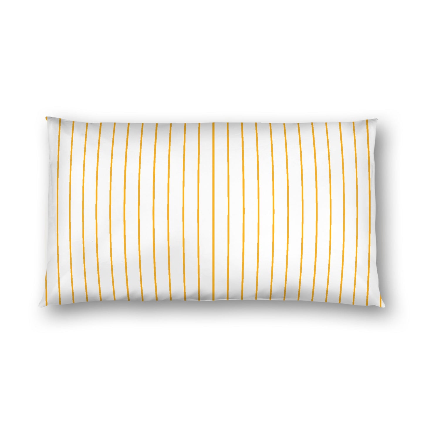 Off-White Cotton Sateen Sham, Yellow-Orange Stripes on Front, White Reverse Side, King - 20 x 36 inches